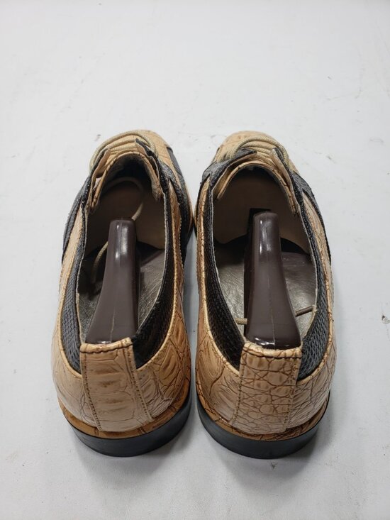 Viotti 1213-008 Mens Dress Shoes Size 8.5 Beige Black Croc Print Lace Up main image 4
